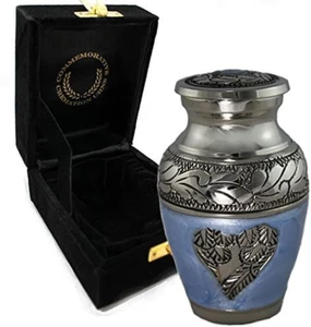 Blau liebevolle Engelsflügel Andenken Urnen für menschliche Asche mit Samt Geschenkbox für C - Bild 1 von 5