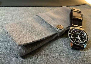 Canvas Watch Roll / Travel Pouch - Holds 3 Watches - Black Grey Blue Beige - Picture 1 of 12