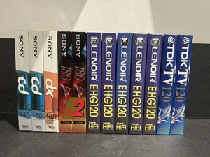 Lot 12 Cassette Vidéo Vierges VHS SONY TDK Lenoir 240 180 120 Sous Blister - Foto 1 di 4