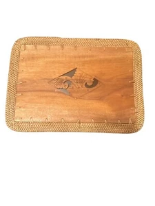 Vintage Balinese Placemats Set 4 Teak Wooden Flower Design/Koi Tail - Picture 1 of 3