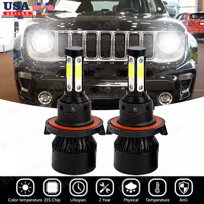 4-sides 9008 H13 LED Headlight Bulbs Conversion Kit High Low Beam 6500K Bright - Image 1 of 4