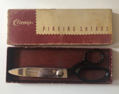 Clauss Pinking Shears Chrome Plated With Black Handle 9" Vintage - Image 1 of 4