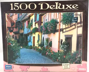 French Village Flowers 1500 Piece Jigsaw Puzzle by Mega - Picture 1 of 3