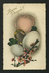 cartolina d'epoca-post card-QUADRIFOGLIO 25 dipinta a mano BUONA PASQUA - Imagen 1 de 1