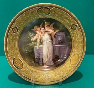 Antico piatto ritratto Royal Vienna Jeunesse con cherubini putti artista Johner - Foto 1 di 6