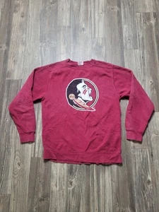 Comfort Colors FSU Seminoles Sweatshirt Mens S Maroon Logo Crewneck College - Picture 1 of 6