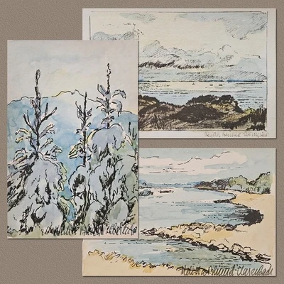 Blümel-Clarenbach (1900-1973): Konvolut: 3 aquarellierte Landschaften - Bild 1 von 4