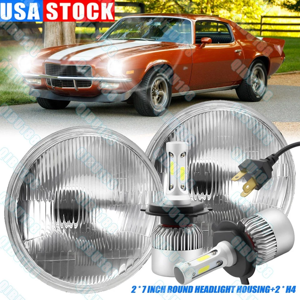 Par de faros LED de 7" para Chevrolet Camaro Z28 SS RS 1967 1968 1969 1970 1971 Foto 1 de 4