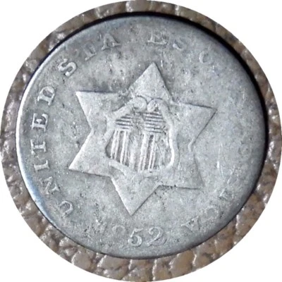 elf Three Cents Silver  1852   Type I   D02 - Image 1 of 2