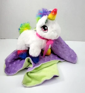 Rainbow Tie Dye Unicorn Plush Lovey Texture Security Blanket Embroider Big Eyes - Picture 1 of 15