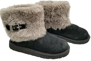 UGG Australia Womens Ellee 1001672 Black Suede Round Toe Winter Boots Size 5 - Picture 1 of 6