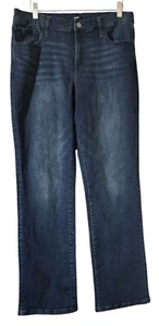 Express Womens Dark Wash Jeans Size 16 Mid-Rise Straight Leg Stretch Denim - Picture 1 of 7