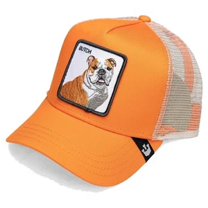 Goorin Animal Farm Trucker Baseball Snapback Hat Cap Butch Bulldog Dog Orange - Picture 1 of 3