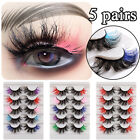 5 Pairs Colorful False Eyelashes 3D Faux Mink Hair Fluffy Thick Fake Eye Lashe ~