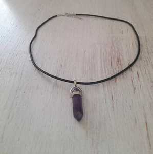 Amethyst Pendant Necklace Stainless Steel Fixings Adjustable 49cm - 53.5cm - Picture 1 of 5
