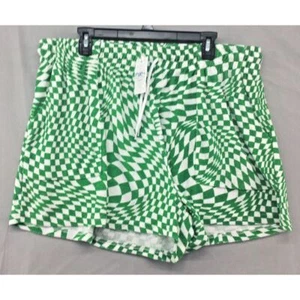 New Rue21 Summer Green White Checkered Shorts Young Adult Size 2X Women Casual - Picture 1 of 12