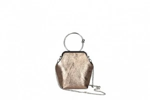 Italian Genuine Leather glitter party bag with chain - bronze - Picture 1 of 5