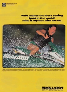 1996 Vintage Print Ad Sea Doo Who makes the best selling boat in the world rhyme - Afbeelding 1 van 2