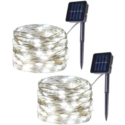 2 Pack 33 Ft 100 LEDs Copper Wire String Fairy Lights Solar Powered Mini LED - Image 1 of 4