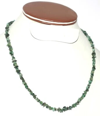 Verde Gemma Smeraldo 4-6 MM Uncut Perline 925 Argento Fine 16 " Collana G7 - Immagine 1 di 4