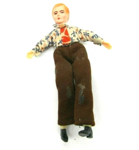 Dollhouse Miniature Man Father Doll Posable Thread Wrap Leg 5.5” vtg - Picture 1 of 6