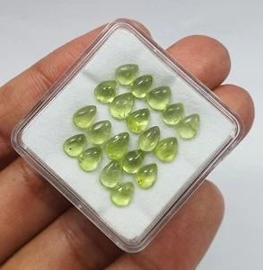 19 Pcs Natural Pear Green Peridot Cabochon AAA Quality Loose Gems Lot 10.30 Ct - Picture 1 of 9