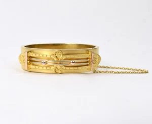 Victorian 14K Yellow Gold Bangle Bracelet Etruscan Style 29.4 Grams - Picture 1 of 10