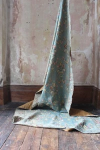 19th C Pair of Large French Faded Tapestry Chateau Tulip Curtains Country House - Picture 1 of 20