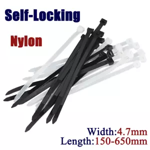 Bridas de plástico autobloqueantes de nailon con cremallera de nailon negro/blanco ancho: 4,7 mm - Imagen 1 de 8