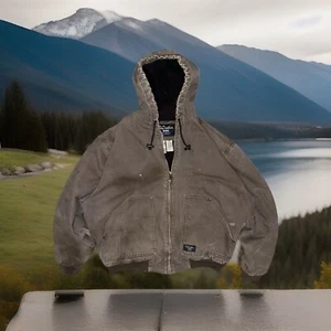 CRAZY VINTAGE WALLS CARHARTT LIKE BROWN ACTIVE HOODED JACKET HOODIE LARGE XL XXL - Picture 1 of 6
