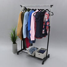 JVL Adjustable Garment Rack Clothing Rail with Wheels, Metal, Black