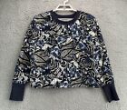 Joie Womens Sweatshirt Cropped Lightweight Lounge Blue Floral Paisley Size Large