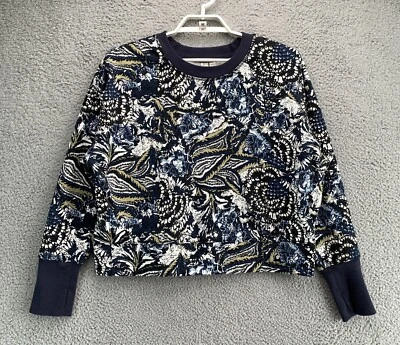 Moletom Joie Feminino Grande Azul Floral Paisley Cropped Leve Lounge - Imagem 1 de 4