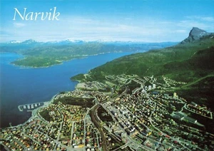 Narvik Norway Aerial View of Shipping Port & City Vintage Postcard - Picture 1 of 2