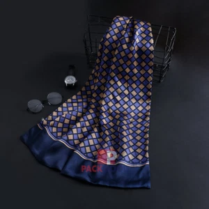 Bufanda de seda 100 % pura para hombre mejor valor naturaleza real seda elegante patrón cruzado - Imagen 1 de 12