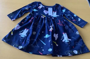 VESTIDO AZULZOO BEBÉ NIÑA AZUL MARINO MANGA LARGA 3-6 MESES NUEVO CON ETIQUETAS SPACE KOALA PLANET CAT - Imagen 1 de 12