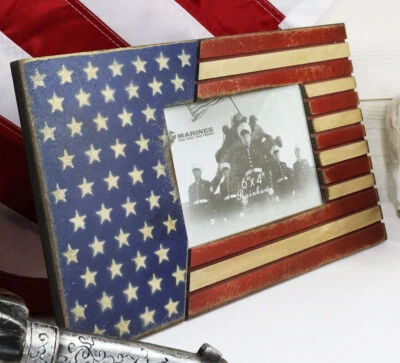 Patriotic USA Star Spangled Banner American Flag 4"X6" Picture Photo Frame - Image 1 of 4