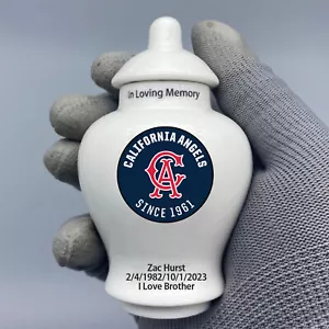 Ceramic Mini Urn for Los Angeles Angels Baseball Theme, Custom Text - Picture 1 of 5
