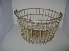 Antique Vintage Farmhouse White Coated Metal Wire Gathering Egg Basket Large C