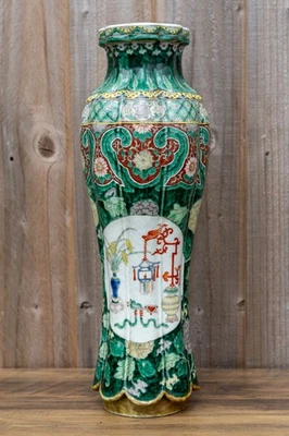 Chinese Famille Verte Wucai Vase 18/19th Century 39cm Tall - Image 1 of 4