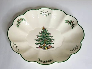 Spode England CHRISTMAS TREE S3324-V One (1) Oval Fluted Dish/Bowl GC - Picture 1 of 7