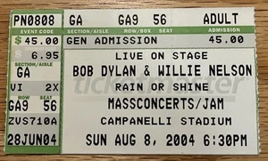 Bob Dylan & Willie Nelson Ticket Stub Brockton, MA August 8, 2004 - Picture 1 of 2
