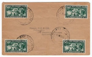 PITCAIRN IS 1941 NEW ZEALAND POSTAL AGENCY COVER FRANKED WITH CENTENARY ½D x 4 - Picture 1 of 1