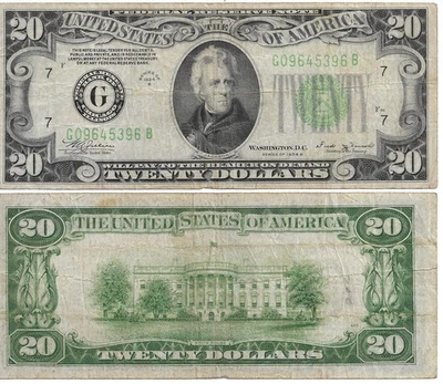 1934B $20 7 G Federal Reserve Note G09645396B - Image 1 of 2
