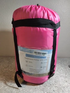 Leichter Camping Schlafsack rosa mit Kompressionssack - 32°F-77°F getestet - Bild 1 von 6