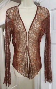 Vintage Rozae Nichols Sheer Top Flutter Sequin Fairy Y2K - Picture 1 of 17