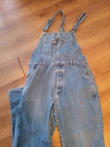 Vintage 90s Guess USA Blue Denim Bib Overalls Retro Hip Hop Style 11737 Large - Picture 1 of 4