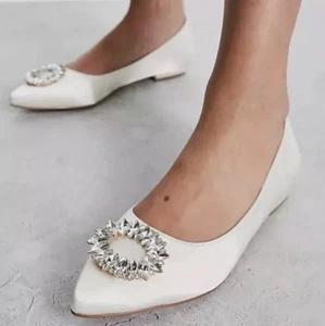 Be Mine Jennika Ladies Bridal shoes With Embellishment In White Satin Size UK 3 - Picture 1 of 6