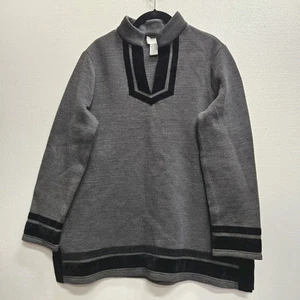 Weiche Umrandung große graue Tunika Runway Pullover Wollmischung Samtbesatz - Bild 1 von 7