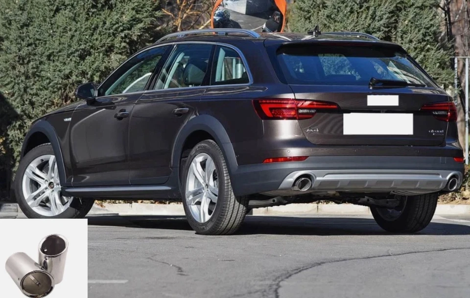 Silenciador tubo de escape trasero coche punta acero SS para Audi A4 2003-2019 2 piezas Foto 1 de 4